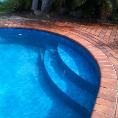 After: The pacific pool liner covers two curved internal steps in this Albatross pool